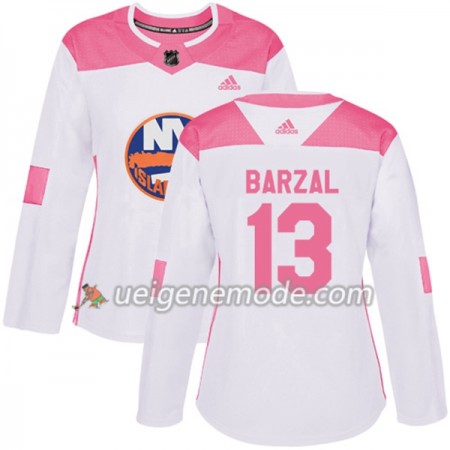 Dame Eishockey New York Islanders Trikot Mathew Barzal 13 Adidas 2017-2018 Weiß Pink Fashion Authentic